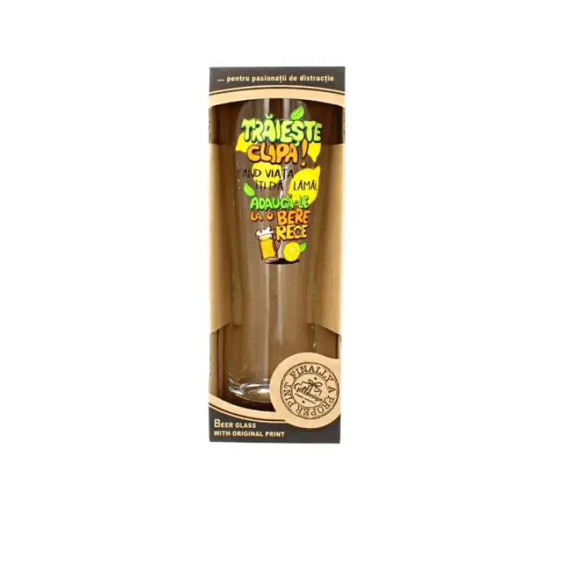 Traieste clipa, pahar bere cu mesaj, 500 ml